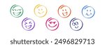 Human emotions smiley set. Funny emoji, hand drawn abstract face collection. Cute expression, comic communication. Vector illustration 