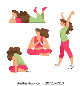 human emotions. vector set of pictures with people in different emotional states