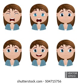 Human Emotions. Young girl. Mood. Avatar.