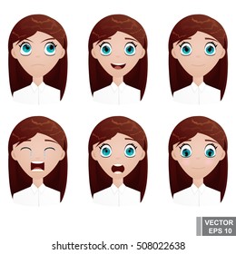 Human Emotions. Young girl. Mood. Avatar. For your design