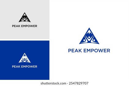 human empower logo, teamwork development design, diversity concept with peak leadership vector template 