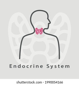 Human endocrine system icon. Thyroid gland vector illustration. Endocrine regulation concept icon. Endocrinology idea thin line illustration. Medical internal organ vector illustration.