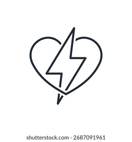 Energía humana. Ilustración lineal del icono del poder cardíaco Abstractas.Vector aislado en el fondo blanco.