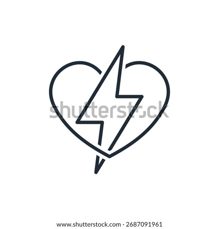 Human energy. Abstract heart power.Vector linear icon illustration isolated on white background.