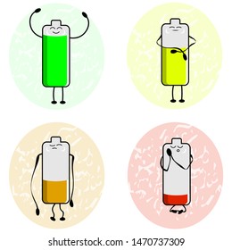 Human energy throughout the day. The charge of a person during the day. A set of batteries with a different charge of energy.