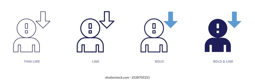 Human error icon in 4 different styles. Thin Line, Line, Bold, and Bold Line. Duotone style. Editable stroke.