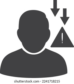 Icono de error humano, icono de alerta de usuario vector negro