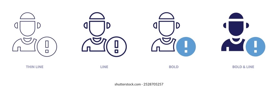 Human errors icon in 4 different styles. Thin Line, Line, Bold, and Bold Line. Duotone style. Editable stroke.