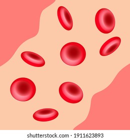 Human Erythrocytes Red Cells In Blood Flow. Internal Structure Of The Artery. Hematology.