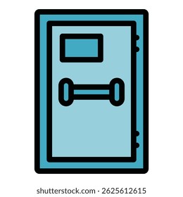 Ícone da porta de saída de evacuação humana. Contorno Humano evacuação saída porta vetor ícone para web design isolado no fundo branco cor plana