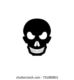 Human evil skull icon on white background