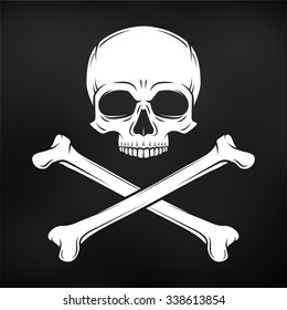 Human evil skull vector. Pirate insignia concept design. Jolly Roger with crossbones logo template. death t-shirt concept. Poison icon illustration.