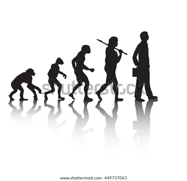 人間の進化 ビジネスマン ビジネスコンセプト ダーウィンの理論 ベクターイラスト のベクター画像素材 ロイヤリティフリー