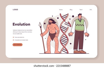 Human evolution. Evolutionary development from primate to a modern man. Darwin's theory of biological evolution. Flat vector illustration