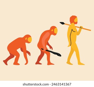 Human evolution flat vector illustration