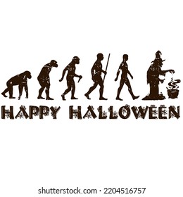 Human evolution to Halloween vector. happy halloween, 31st October, Halloween Human evolution design. template for card, banner, poster,t shirt. 