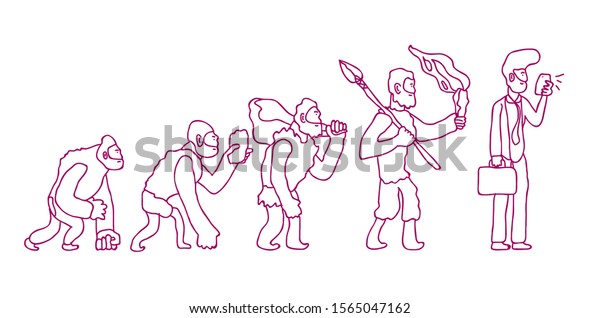 Human Evolution Monkey Businessman Cartoon Vector Stock Vector (Royalty ...