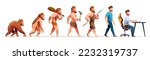 Human evolution from monkey to businessman and computer user vector illustration