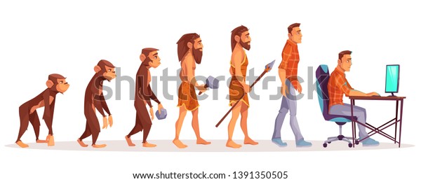 Human Evolution Monkey Modern Man Programmer Stock Vector (Royalty Free ...