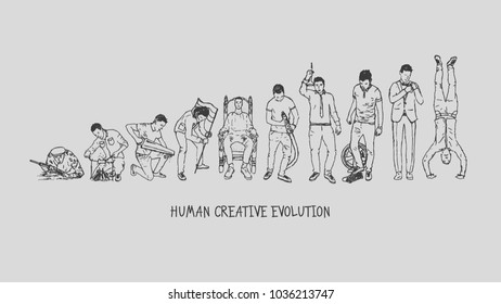 Human evolution. People of different professions