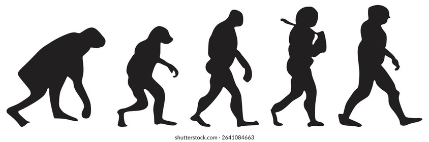 Human Evolution Silhouette Progress Illustration.