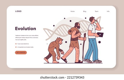 Human evolution stages. Evolutionary development from primate to a modern man with a smartphone. Darwin's theory of biological evolution. Flat vector illustration