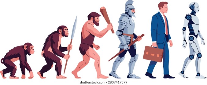 Human evolution timeline from monkey vector illustration