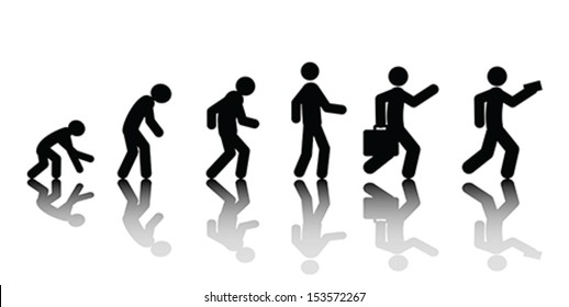 Human evolution, vector. Isolated on white