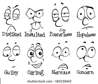 Human expressions and words illustration