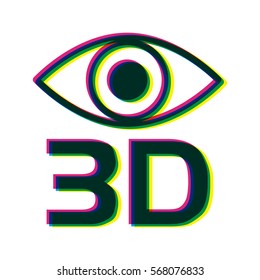 human eye and 3D over white background. augmented reality concept. vector illustration
