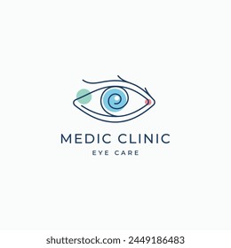 Diseño de logotipo de clínica de cuidado ocular estético de arte de línea abstracta de ojo humano. Plantilla de Ilustración vectorial
