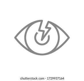 Human Eye With Acute Pain Line Icon. Visual Organ Disease Symptom, Blindness Symbol