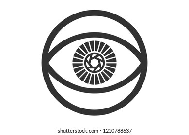 Human eye with camera lens, logo template