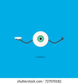 The human eye of the cartoon keeps the contact lens