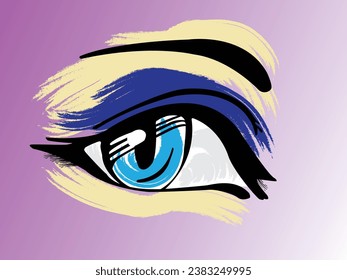 Dibujo de color de ojos humano con trazos de pincel. Ilustración vectorial para el diseño