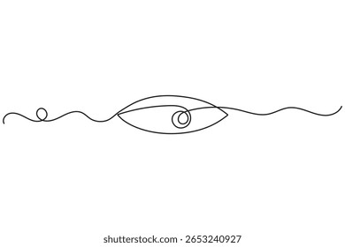 Menschliches Auge durchgehende einzeilige Zeichnung weißen Hintergrund und minimalistischen Stil isolieren Umriss Vektorgrafik