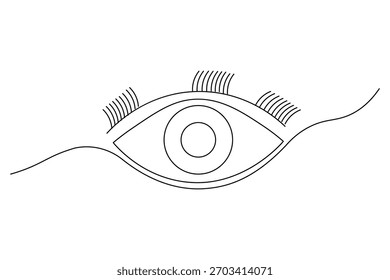 Human eye continuous one line drawing featuring smooth curves and clean design, ideal for modern branding, decoration, and creative artwork