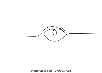 Human eye continuous one line drawing featuring smooth curves and clean design, ideal for modern branding, decoration, and creative artwork