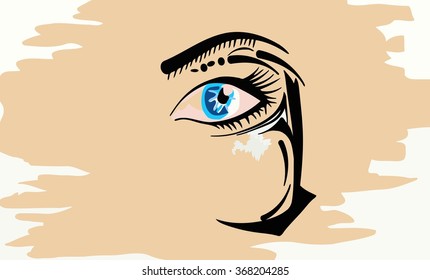 human eye   contours of the face on a yellow background