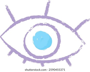 Human Eye Crayon Hand Drawn Vector Illustration