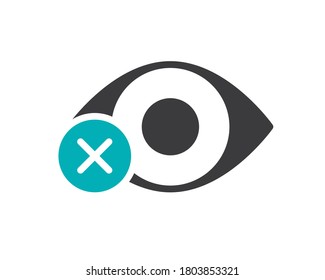 Ojo humano con icono de color cruzado. Símbolo del sistema visual de la enfermedad