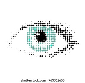 The human eye, a drawing in a modern halftone style. flat vector illustration isolated on white background