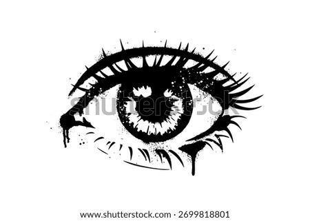 Human Eye With Dripping Mascara Spray Paint Graffiti Vector Art
