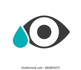 Ojo humano con icono de color de gota. Gotas oculares, medicina, símbolo de lágrimas