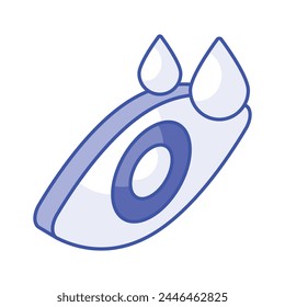 Human eye with drops showing concept isometric icon of eye drops, healthcare vector