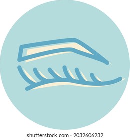 Ojo humano y pestañas, ilustración, vector, sobre fondo blanco.