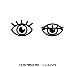 Ojo humano y pestañas sobre un fondo blanco. Símbolo. Ilustración vectorial.