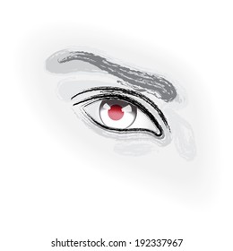 Human eye with flag of Japan