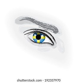 Human eye with flag of Sweden