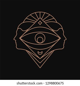 Human eye geometric symbol. Line art